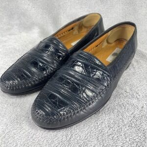 Vintage Mezlan Leather Lizard Loafers Dress Shoes Mens Size 9 M Blue
